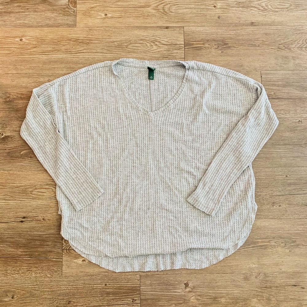 Grey Waffle Knit Sweater